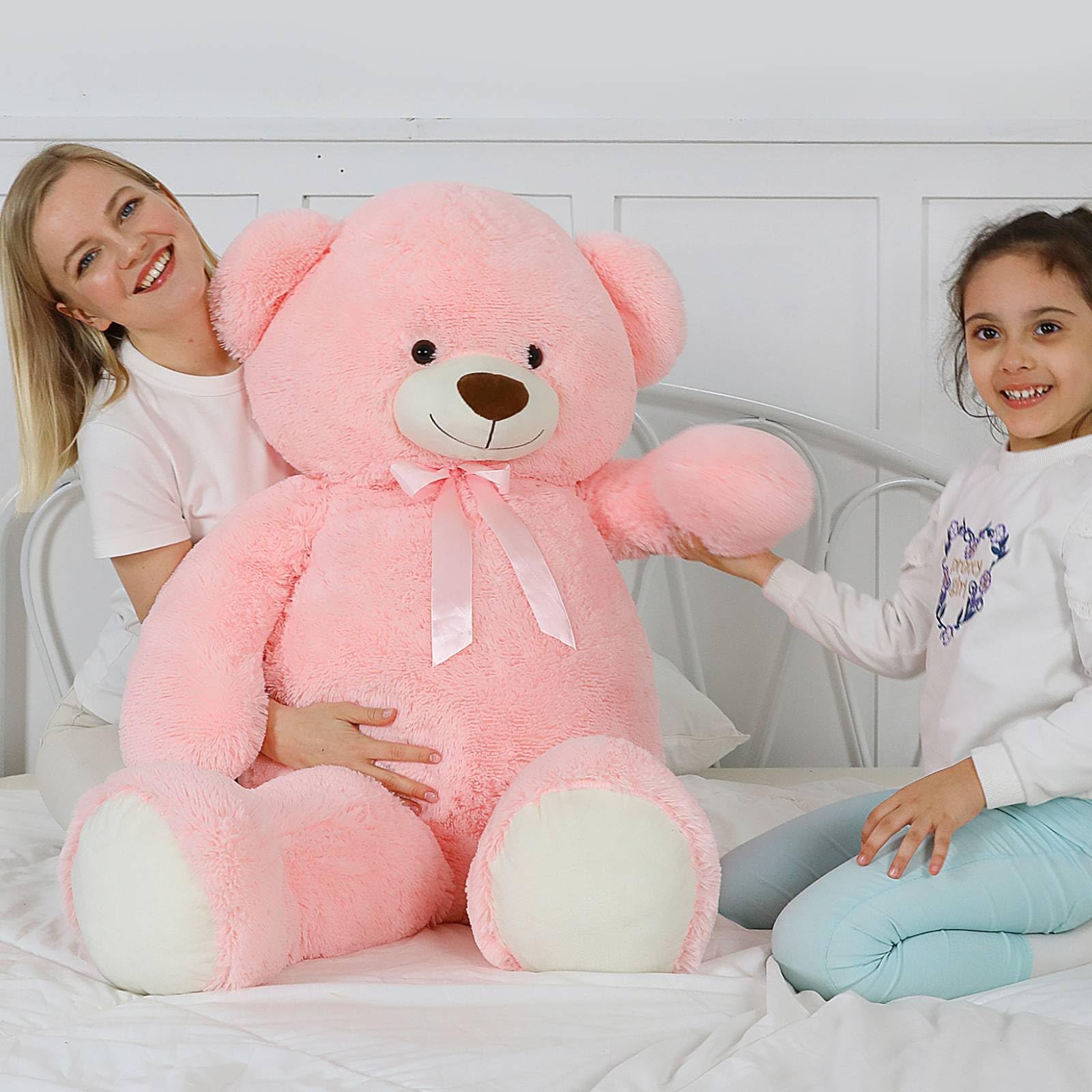 MorisMos 52'' Giant Teddy Bear Stuffed Animals, Big Pink Teddy